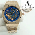 Aud3mar Pig Rose Gold Skeleton Blue Dial 41mm