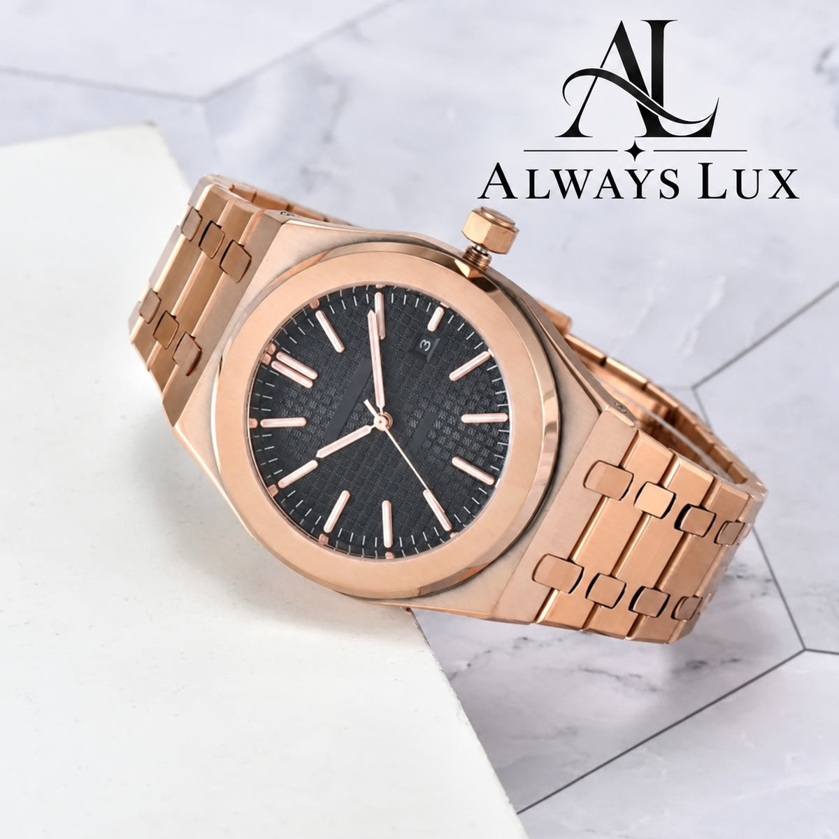 Aud3mar Pig Rose Gold Textured Black Dial 41mm