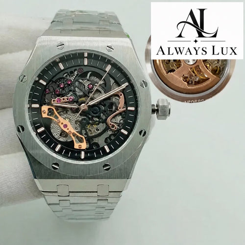 Aud3mar Pig Steel Skeleton Black Dial 41mm