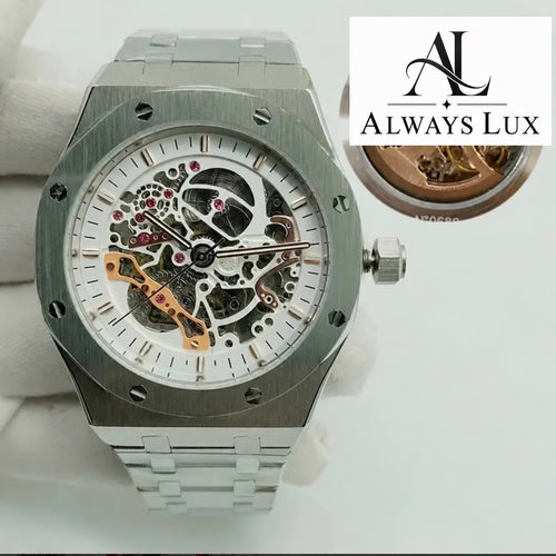 Aud3mar Pig Steel Skeleton White Dial 41mm