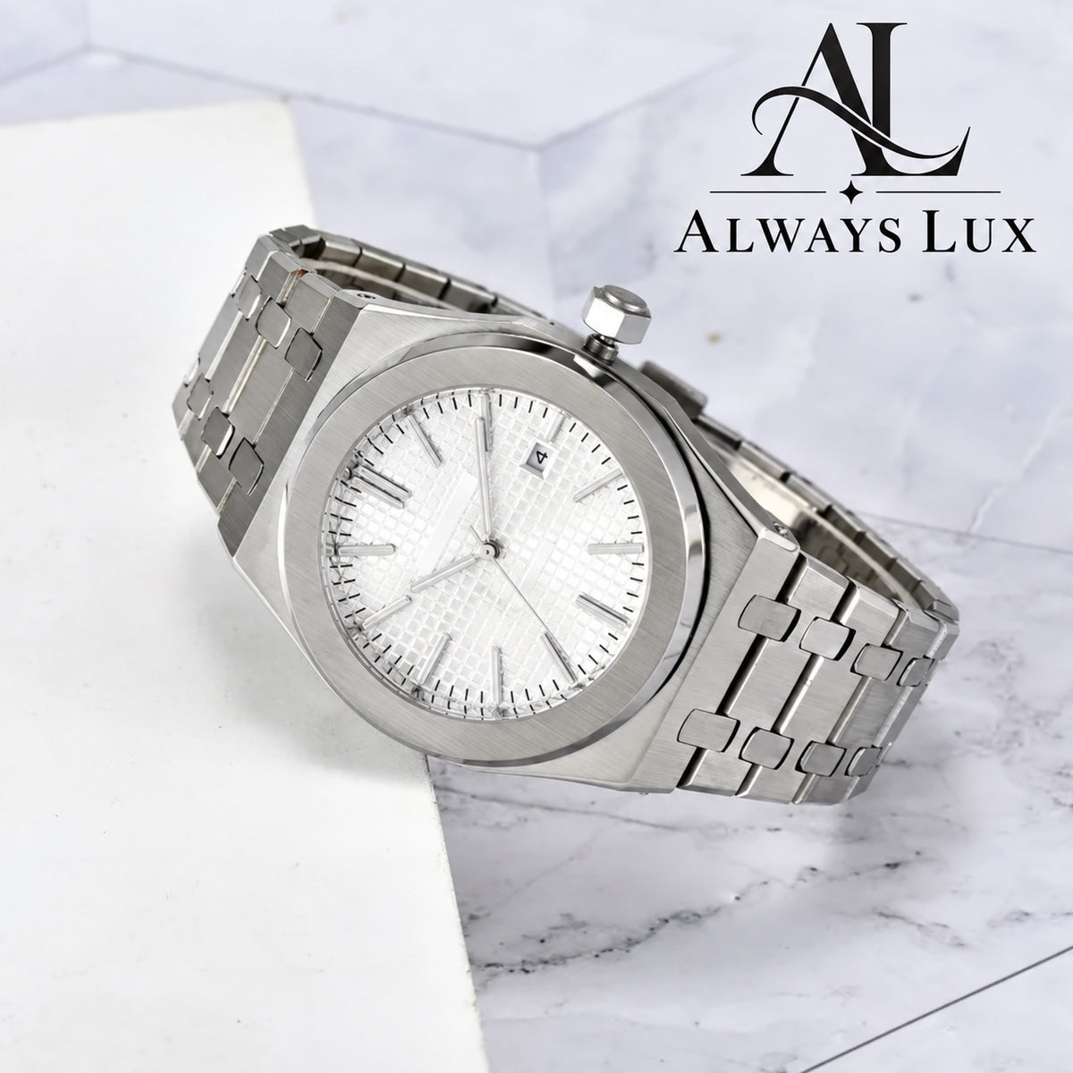 Aud3mar Pig Steel Textured White Dial 41mm