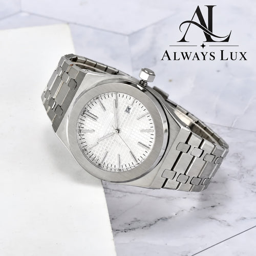 Aud3mar Pig Steel Textured White Dial 41mm