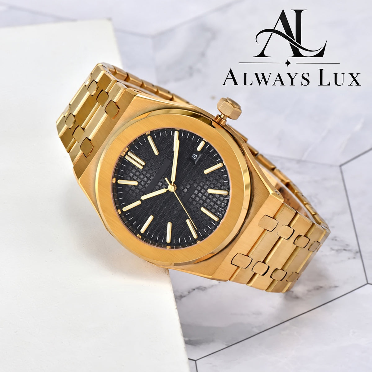 Aud3mar Pig Yellow Gold Textured Black Dial 41mm