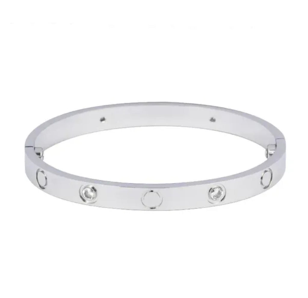 Love Bracelet Silver Crystal Accents