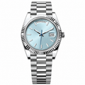 Rol3 DayD silver-tone watch with ice-blue dial