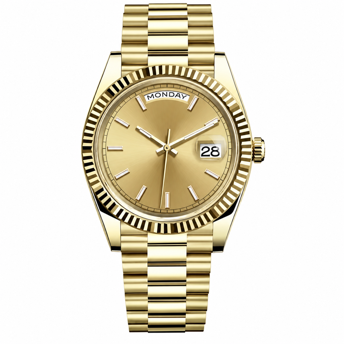 Rol3 DayD yellow-gold-tone watch with champagne dial