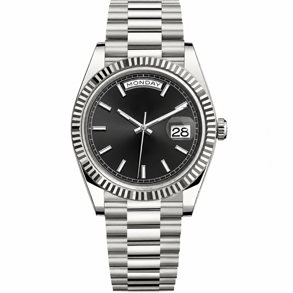 Rol3 DayJus silver black day display watch