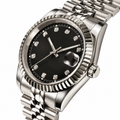 Rol3 DayJus silver black diamond-style dial watch