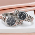 Rol3 DayJus silver-tone black dial watch
