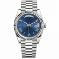Rol3 DayJus silver blue Roman numeral day display watch