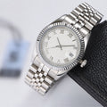 Rol3 DayJus silver-tone watch with white Roman numeral dial