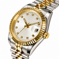 Rol3 DayJus two-tone white diamond-style dial watch