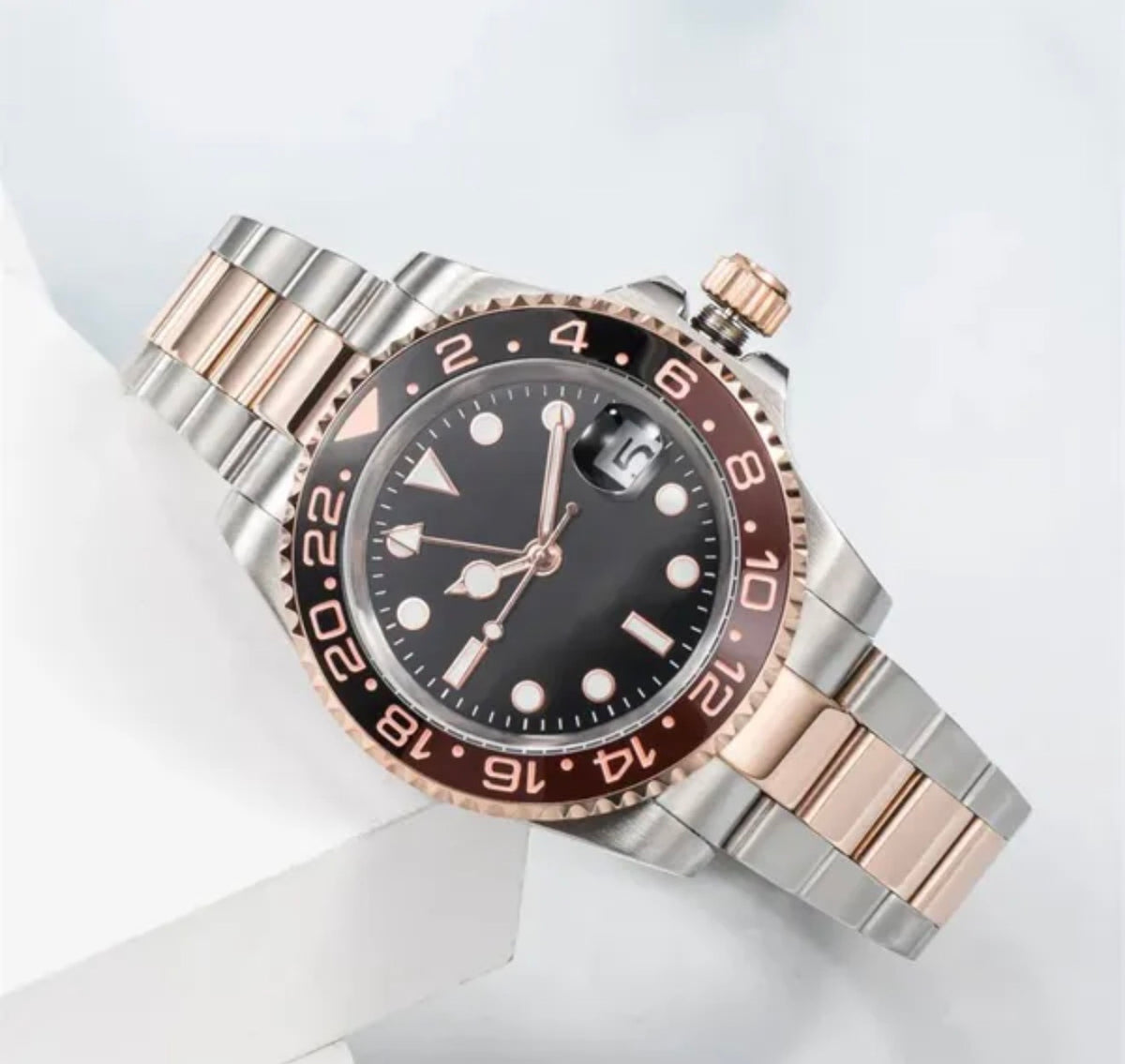 Rol3x GMT Two-Tone Rose Gold Brown & Black Oyster Style