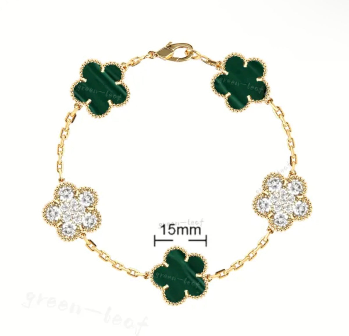 Van Cl33f Green & Crystal Mix bracelet