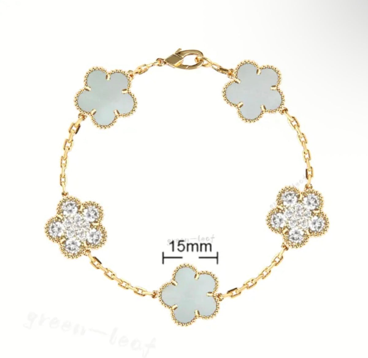 Van Cl33f Pearl & Crystal Mix Gold bracelet
